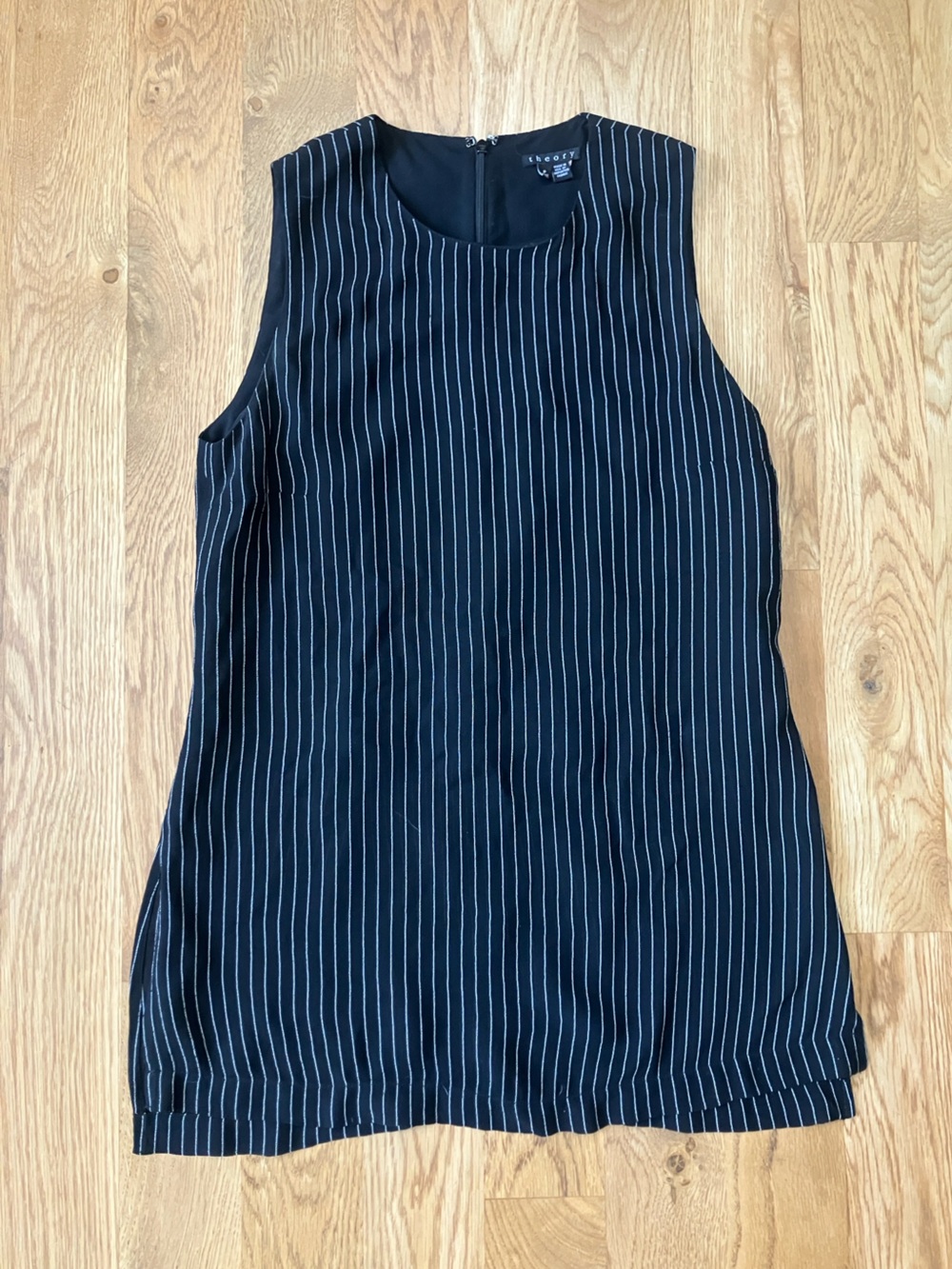Theory Black Pinstripe Tunic Top